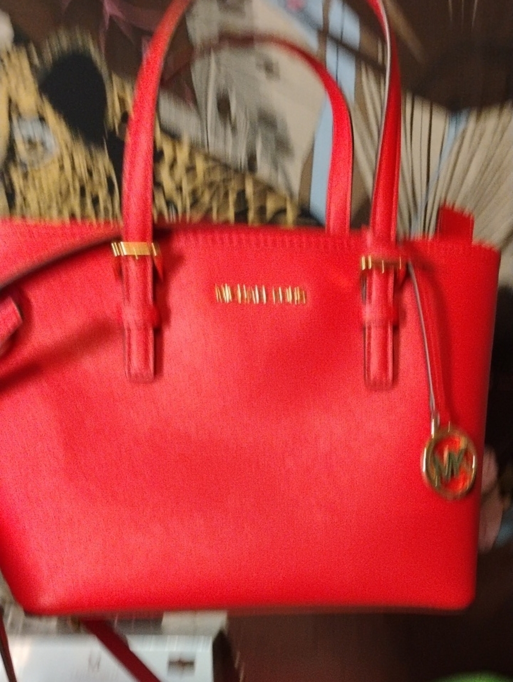 Michael Kors NEW $448 red Saffiano Jet Set Convertible Tote